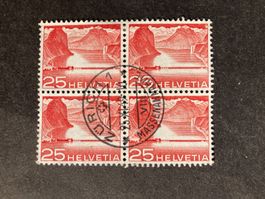 Schweiz 1949 Technik & Landschaft 25 4er-Block ZÜRICH 25.XI.