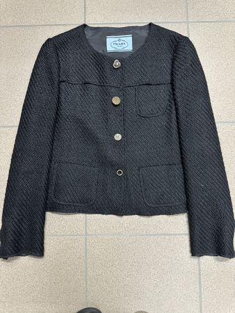 Prada Tweed Jacke Grösse 44 Schwarz