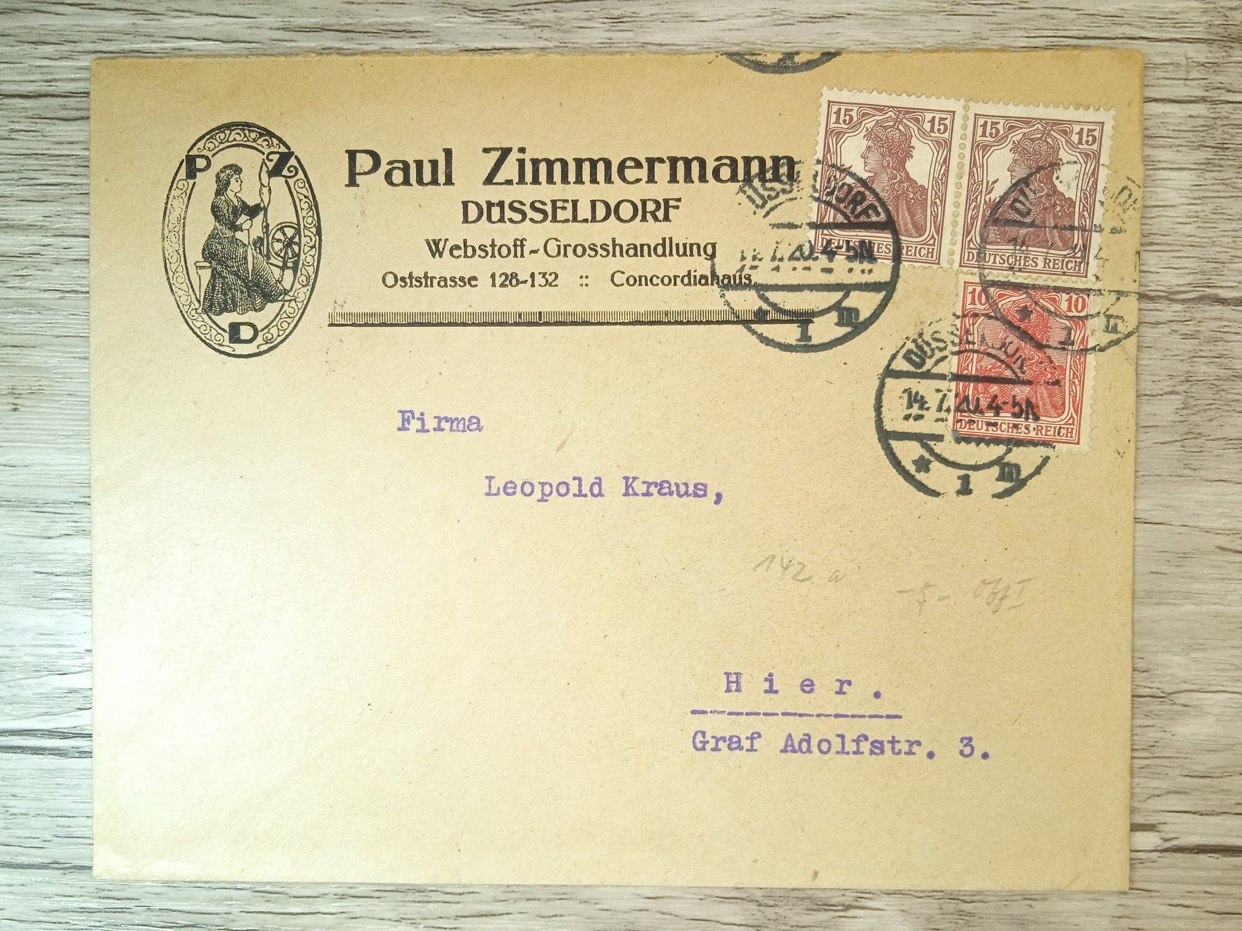 Tutti i francobolli: TR63 Enveloppe + Timbre Allemagne 1920 – Usato da Cousset venduto da Patrick_Collections