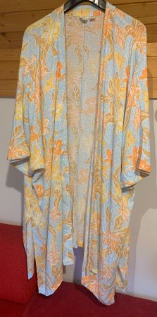 ROXY Kimono, orange-gelbes Blumenmuster,  XS/S