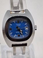 Tara Vintage Damenuhr, Metallic-Blau, Selten!Automatik