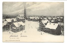 Amriswil (TG) Dorfzentrum mit Kirche - Winter-AK - 1904