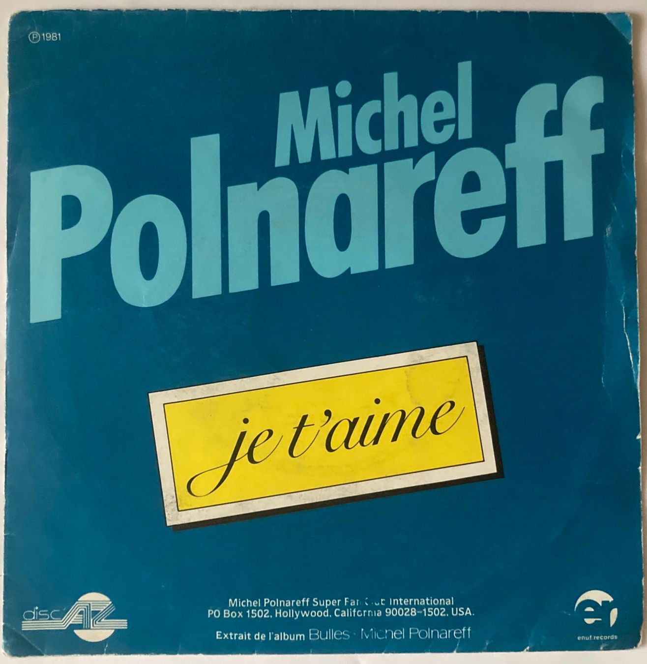 Dischi in vinile: MICHEL POLNAREFF - JE T'AIME – Usato da Poliez-Pittet venduto da Newtown-Records 1