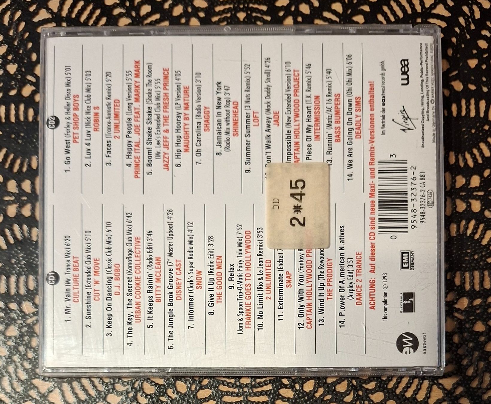 CD: Dance Max Best Of 93, Dance Pop Compilation Sampler 2CD 1993 – Usato da Schönenberg TG venduto da Gregolino76 1