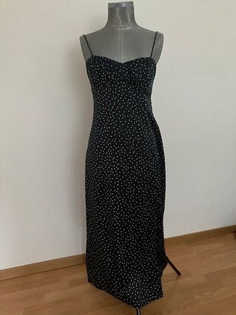 Robe longue d'été à pois noirs et blancs T.M