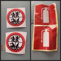 6pce/Feurlöscher /Feuerwehr /Autocollant et pins extincteur