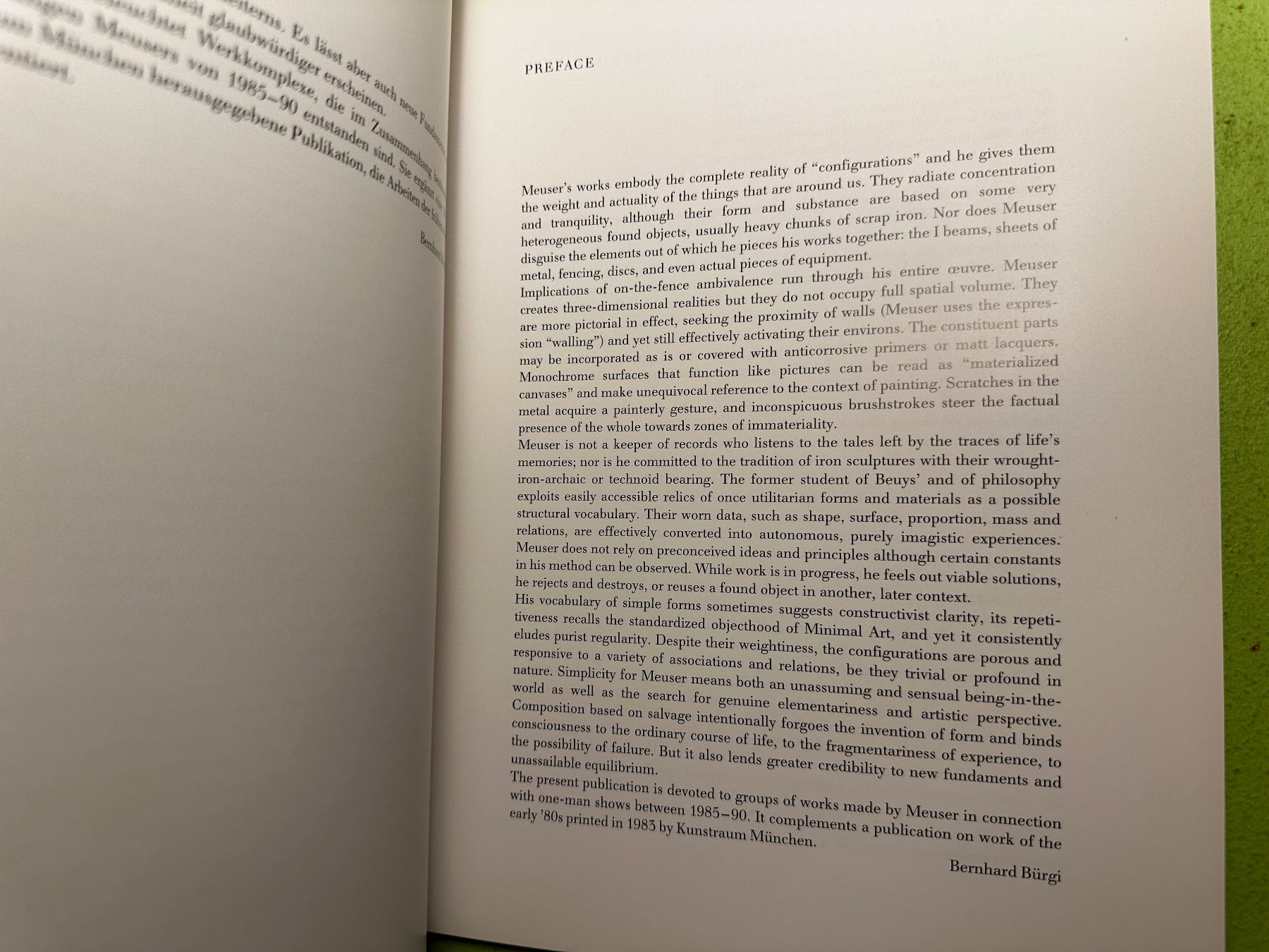 Libri: Meuser. Vorwort Bernhard Bürgi. d/e 1991 – Usato da Zürich venduto da allp 3