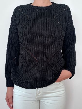 Schwarzer Strickpullover, Grösse S