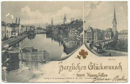 ZÜRICH Glückwunsch Neujahr - Strassenbahn, Tram