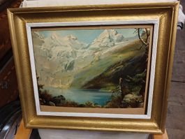 Bild Oeschinensee im Goldrahmen, Masse 60x50cm, gebraucht