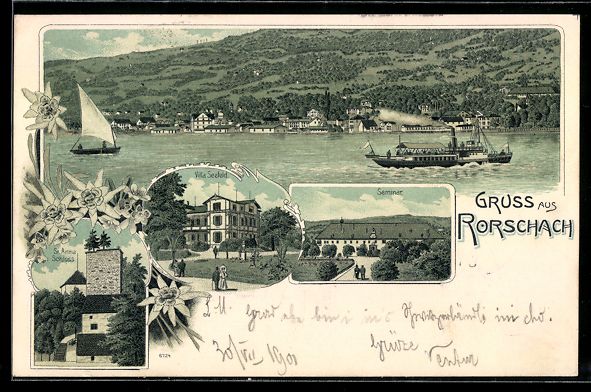 Ansichtskarten: Litho Rorschach, Villa Seefeld, Seminar, – Gebraucht aus Berlin von bartko-reher