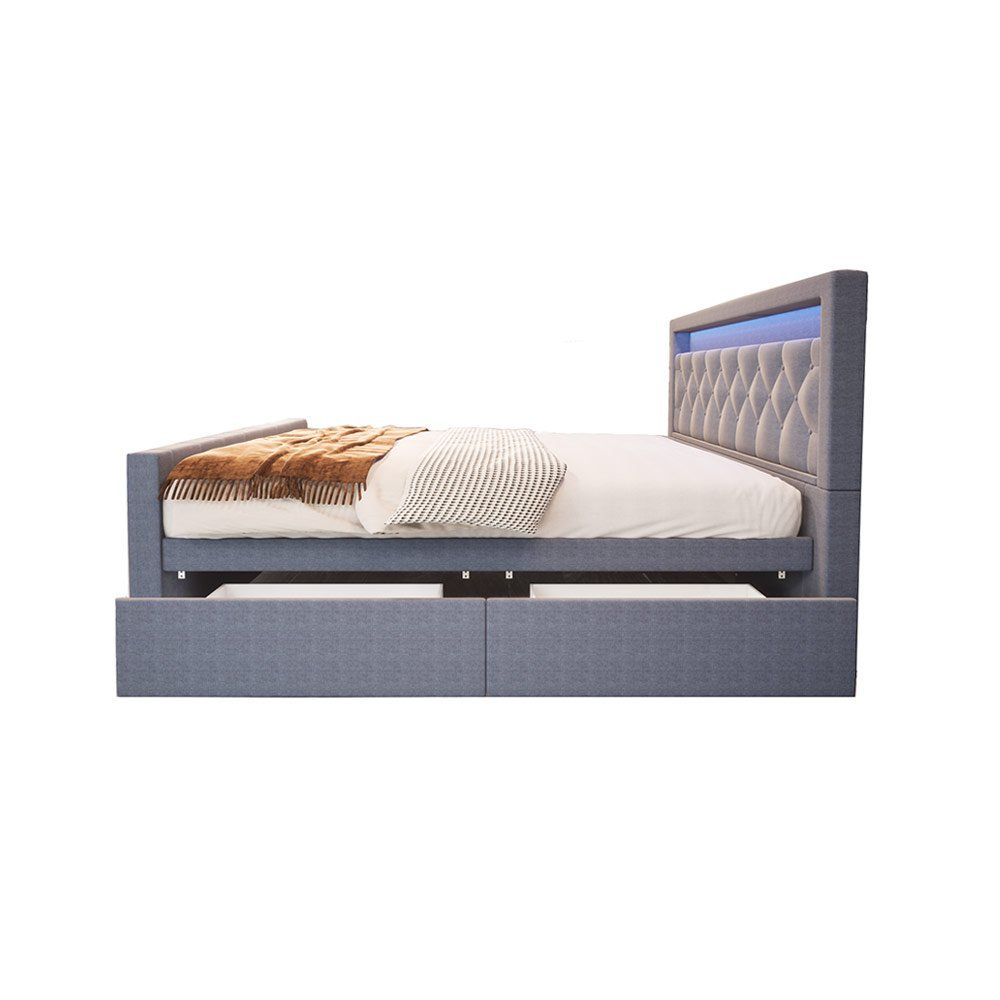 Letti: LED Polsterbett VERA - 140x200cm - Dunkelgrau – Nuovo e nell'imballaggio originale da Wallenwil venduto da toesstal-vertrieb 3