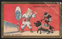 Chromo Saintoin: Clown Dompteur avec singe et cochon (1900)