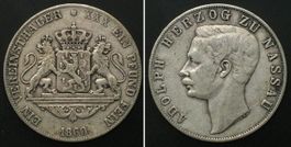Vereinstaler NASSAU Taler 1860, ADOLPH, Silber ss+