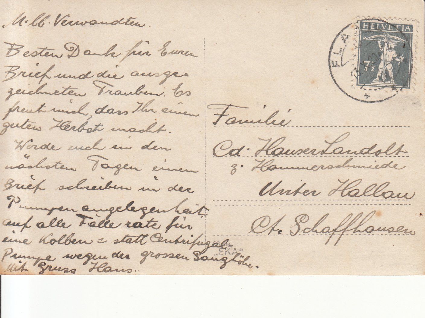 Cartoline postali: Flawil (?) 1920 – Usato da Bürglen TG venduto da StampGraf 1