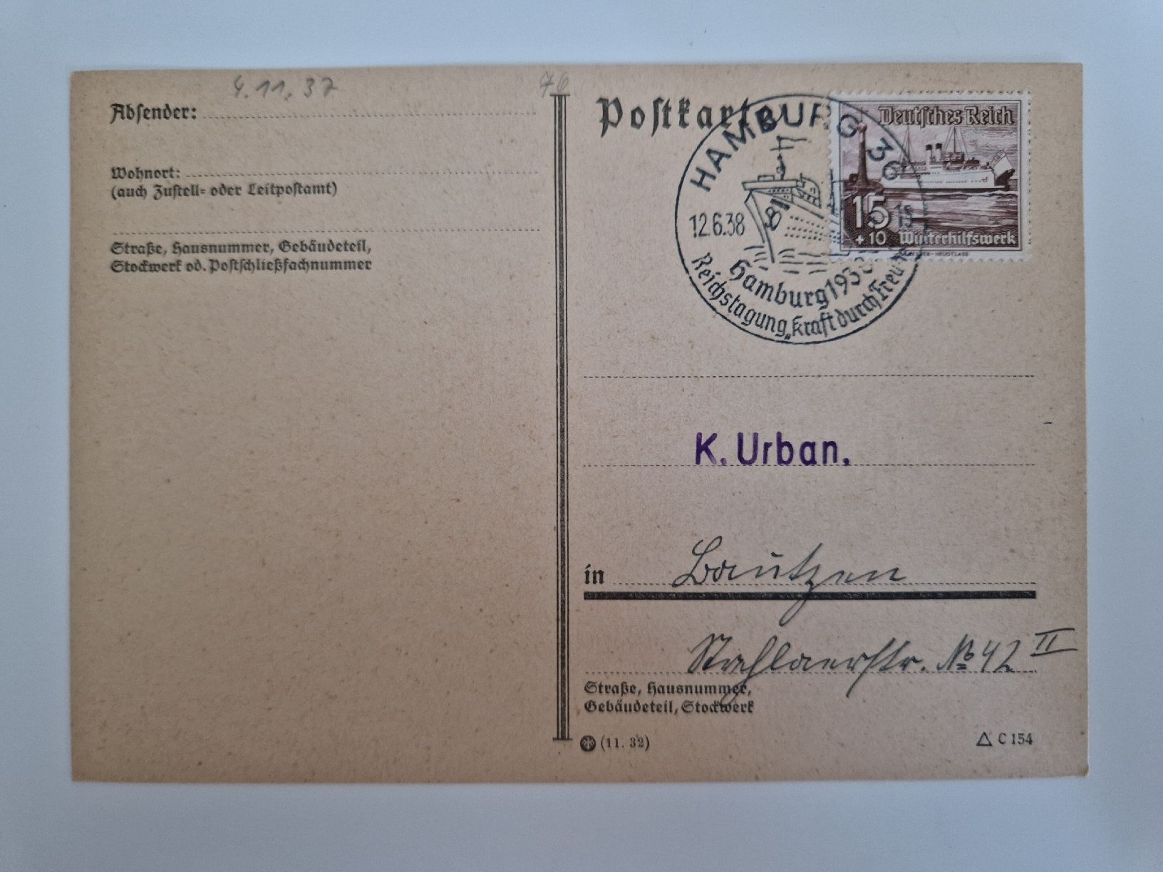 Tutti i francobolli: Deutsches Reich Postkarte Briefmarke 1938 – Usato da St. Gallen venduto da Enrico_SG