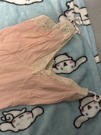 Summer Slip Dress, Lace Trim Detail, Size Small Pink