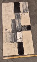 Abstraktes Wandbild schwarz weiss silber 40x80cm
