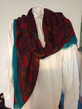 Tuch Schal gemustert bordeaux petrol guter Zustand