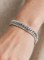 Bracciale con strass color argento 18+5cm