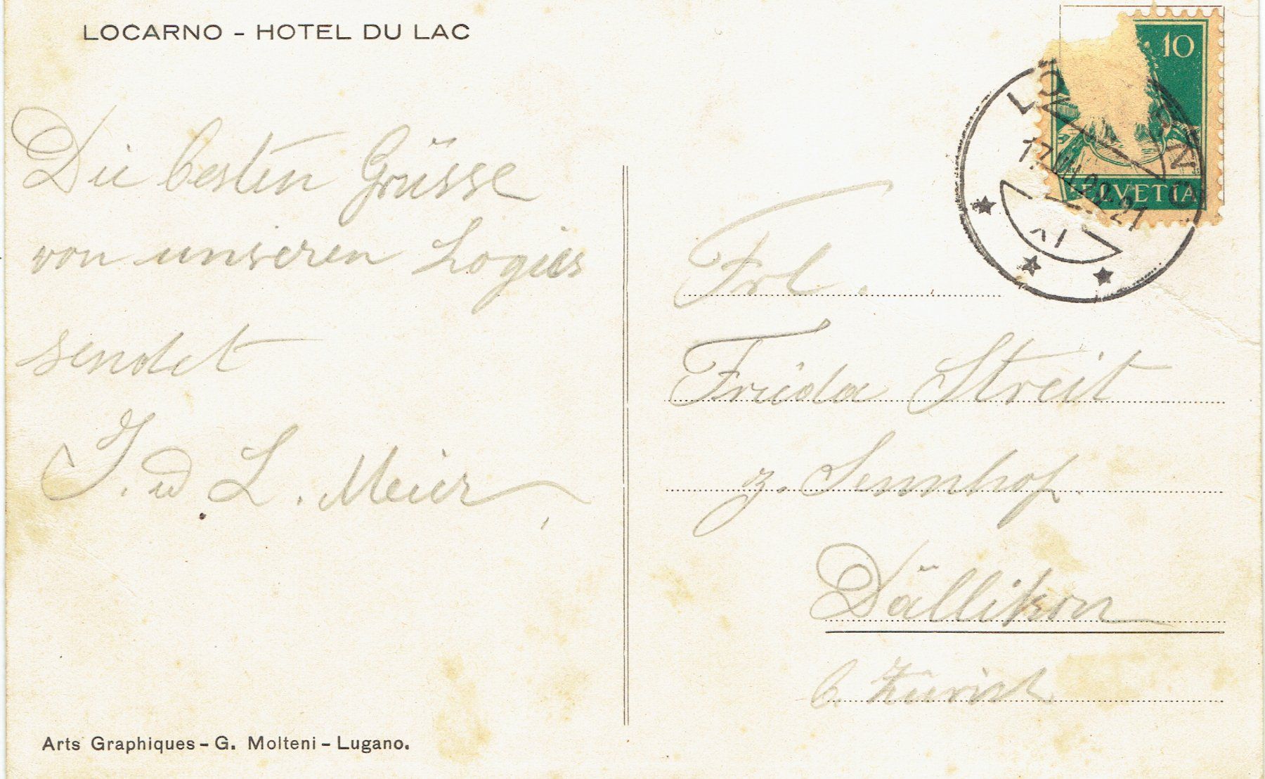 Ansichtskarten: Locarno TI, um 1925 – Gebraucht aus Otelfingen von Schmitte9 1