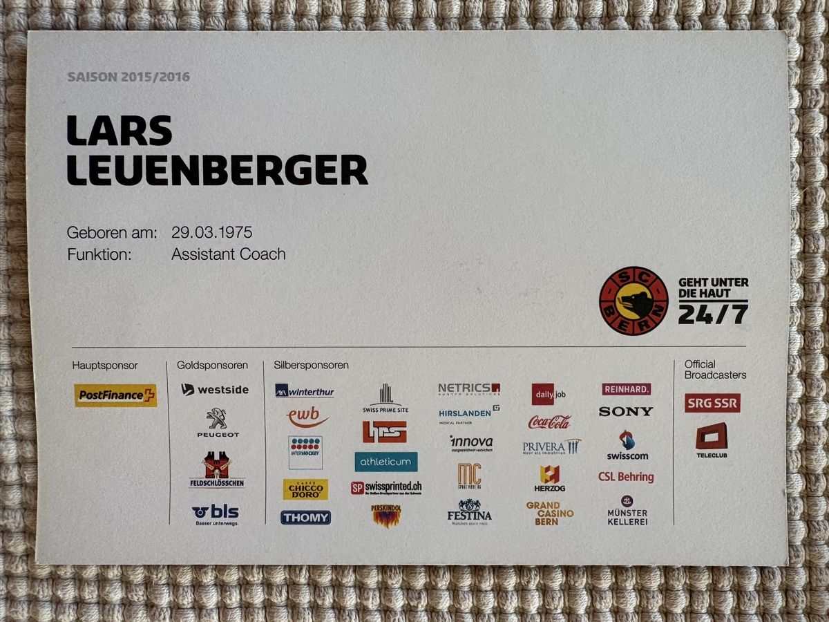 Autographes: AK Autogramm von SCBern / Lars Leuenberger – D'occasion à Rümlang par Kartenpost1 1