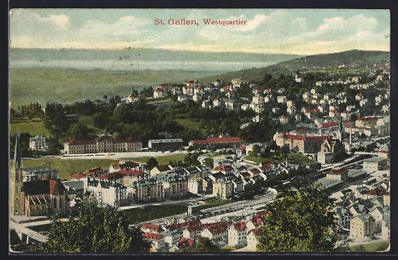 Cartoline postali: St. Gallen, Gesamtansicht des Westquarti – Usato da Berlin venduto da bartko-reher