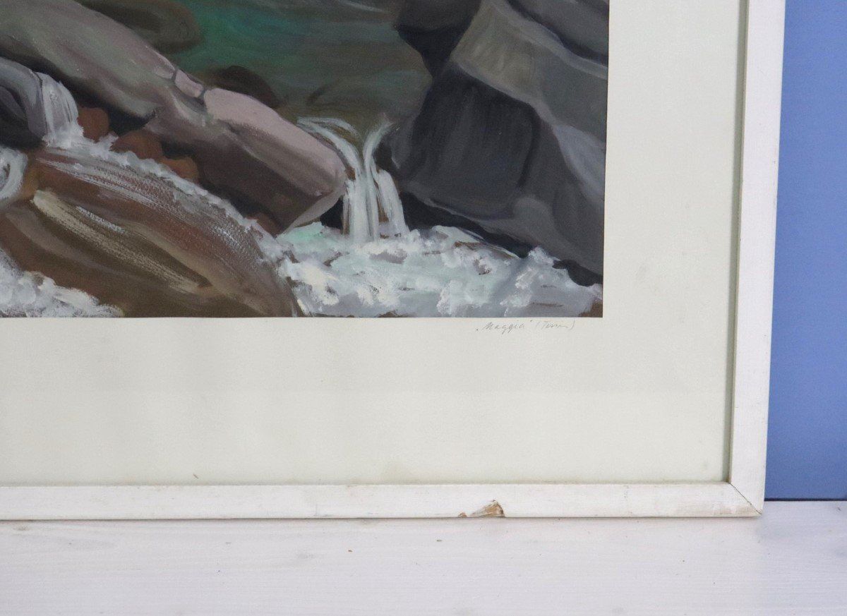 Dipinti: Walter Sommerauer 1909-1999, Tempera "Maggia bei Bignasco" – Usato da Zug venduto da Kunst-Fundgrube 9