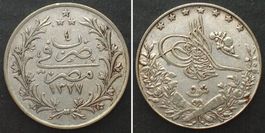ÄGYPTEN 5 Qirsh AH 1327/4 H (1912) MUHAMMAD V. Silber vz