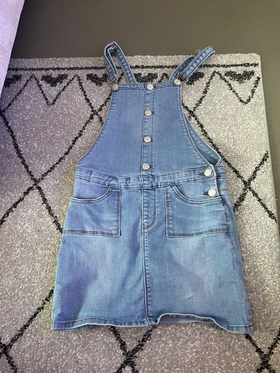 Robe salopette vichy à volants et bretelles gigi rose foncé bleu denim - La Faute à Voltaire