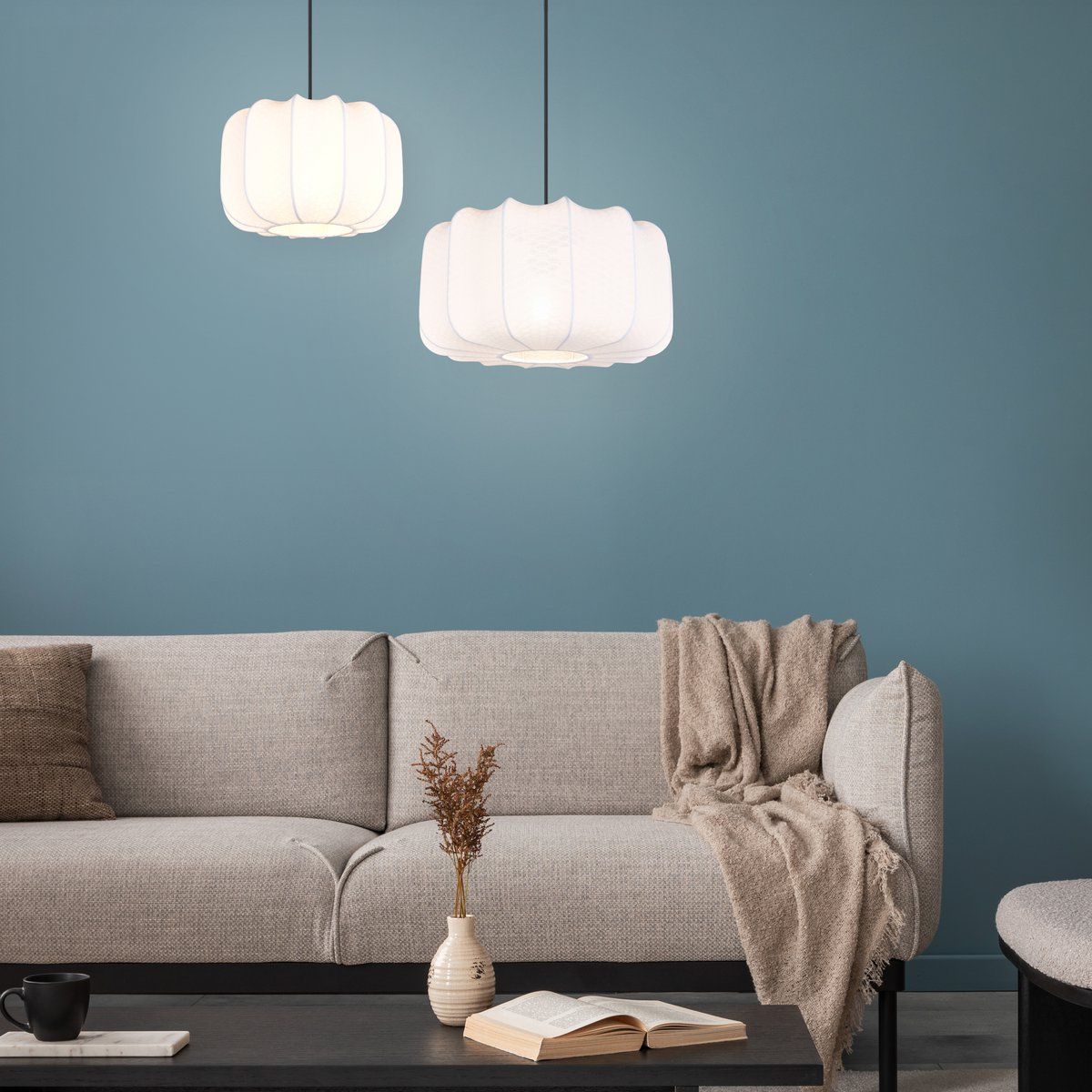 Kronleuchter & Deckenlampen: Pendelleuchte, Weiss, Stoff, 40 cm Ø – Neu (gemäss Beschreibung) aus Kreuzlingen von Smart-Light 4