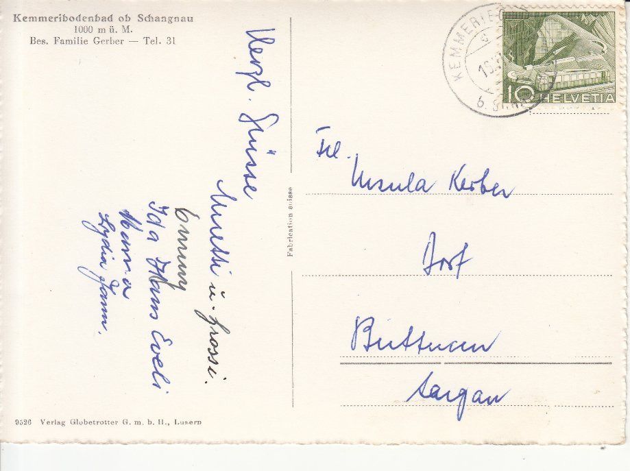 Cartoline postali: Kemmeriboden-Bad 1952 – Usato da Bürglen TG venduto da StampGraf 1