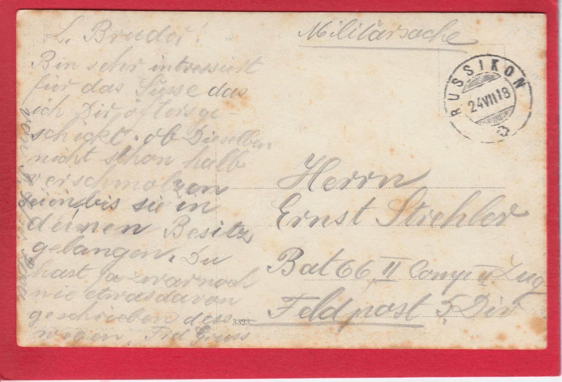 Cartoline postali: AK RUSSIKON, 1918 – Usato da Grüningen venduto da Kartensammler 1