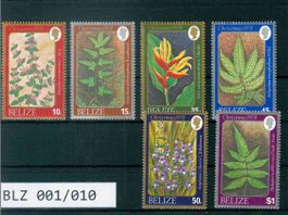 BELIZE 6 BRIEFMARKEN BLUMEN