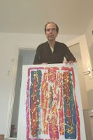 Peinture abstraite multicolore sur toile, 