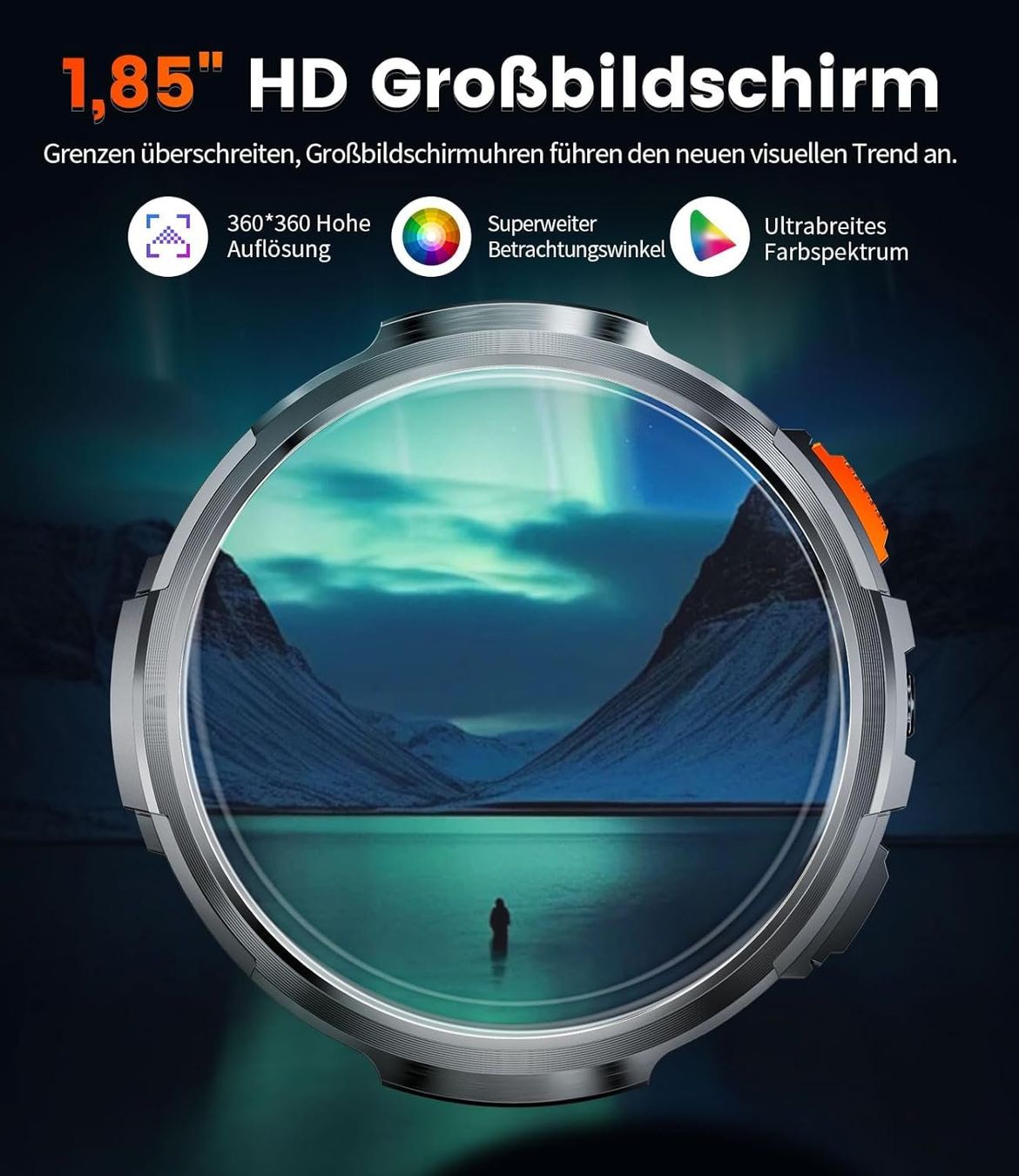 Smartwatch: Smartwatch Herren HD Großes Display mit 2 Armbändern – Nuovo e nell'imballaggio originale da Geneve venduto da Titi2008 1