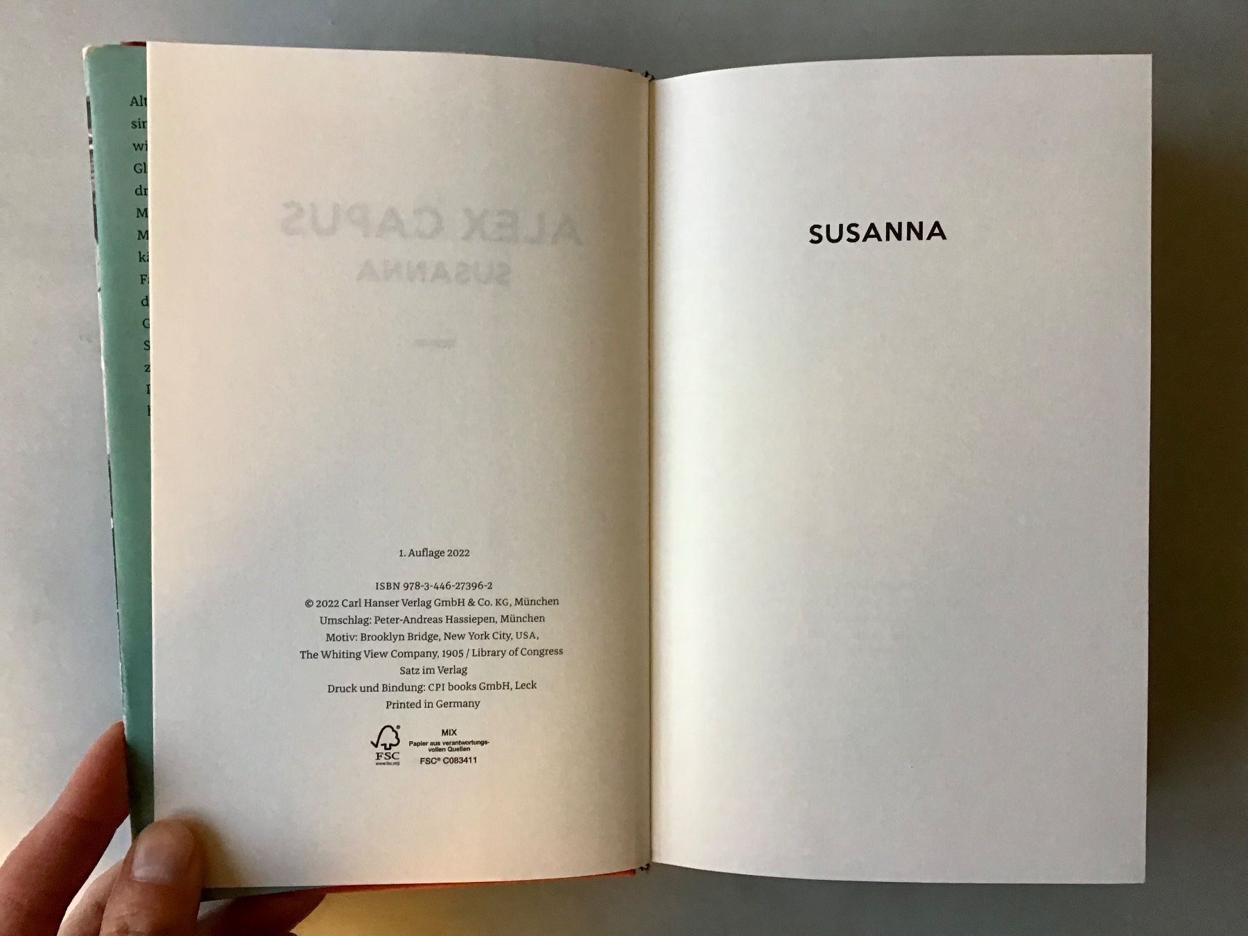 Libri: Alex Capus: Susanna - Roman – Usato da Bubendorf venduto da Alpenheidi 5