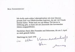 Max Schmidheiny 1908-1991 Autograph signiert Karte Heerbrugg