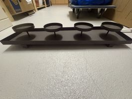 Kerzenhalter rechteckig 4er Metall dunkelgrau L55cm B10cm