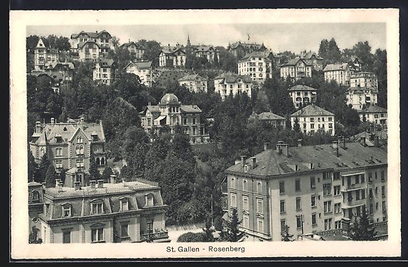 Cartoline postali: St. Gallen, Strassenpartie mit Rosenberg – Usato da Berlin venduto da bartko-reher