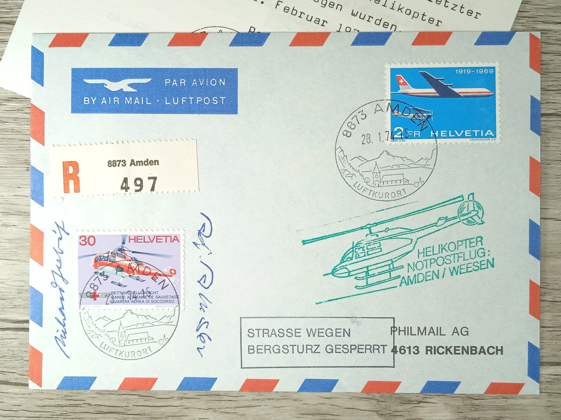 Tutti i francobolli: TR104 Enveloppe + Timbre Suisse 1974 – Usato da Cousset venduto da Patrick_Collections 1