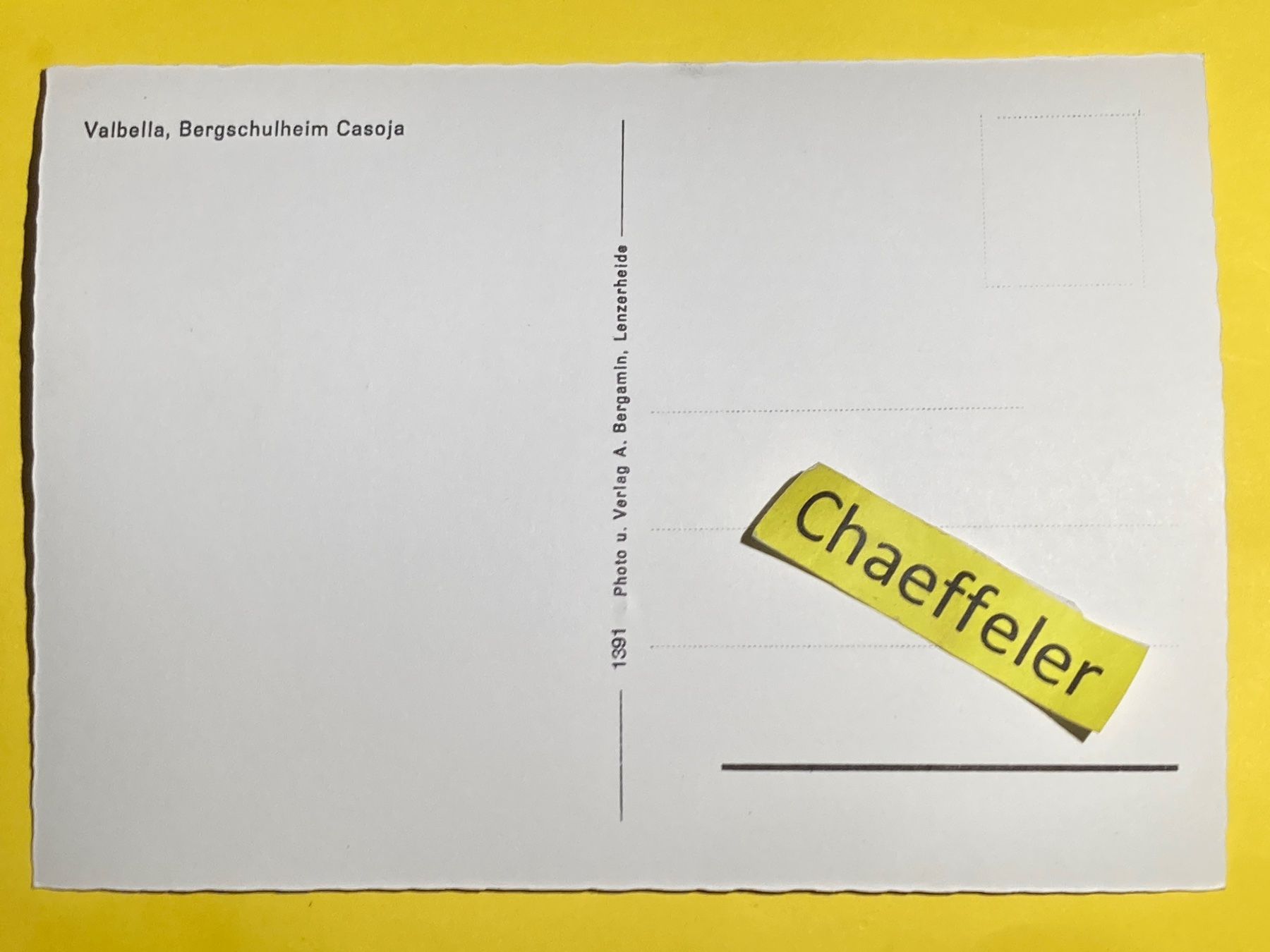 Cartoline postali: Valbella, Bergschulheim Casoja – Usato da Zürich venduto da Chaeffeler 1