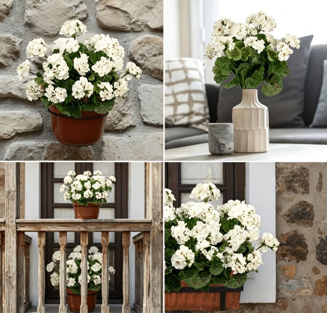 Piante & sementi: Künstl. Geranium stehend (weiss 32 cm) – Nuovo e nell'imballaggio originale da Langenbruck venduto da Gumsi 1