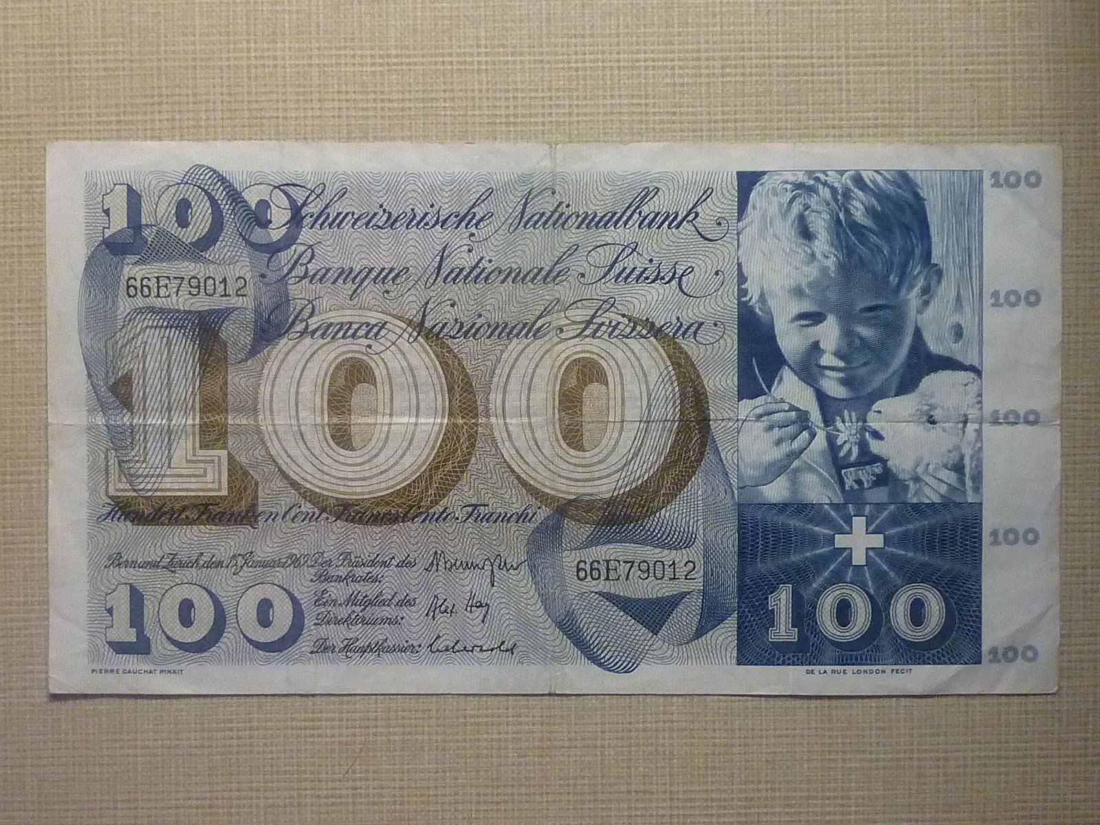 Banconote: 100 Fr. Note 1969 Januar Zürich – Usato da Seon venduto da aee_7gpz