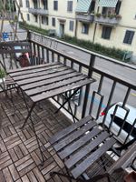 Balkonset Tisch und 2 Stühle Holz Metall gebraucht