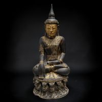Großer Teak Holz Buddha 143cm - Rakhine Burma 18./19. Jh.