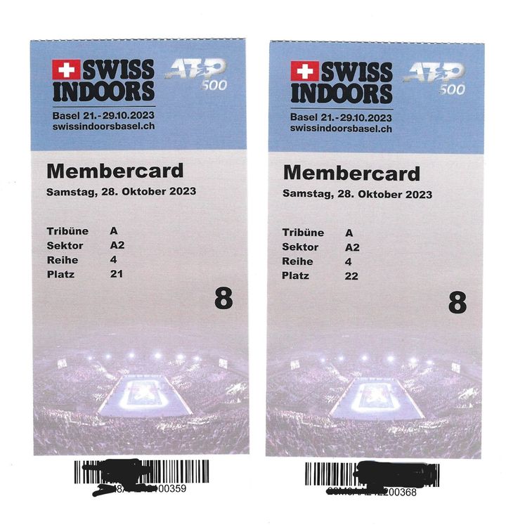 2 Tickets TennisSwiss Indoors Basel, Halbfinals am 28. Okt. Kaufen