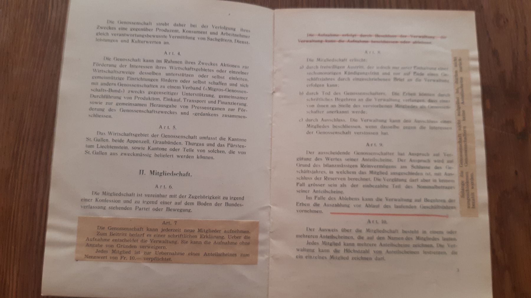 Migros Dokumente: Statuten Genossenschaft Migros St. Gallen 1941 – Gebraucht aus Oey von Parkplatzbrocki 2