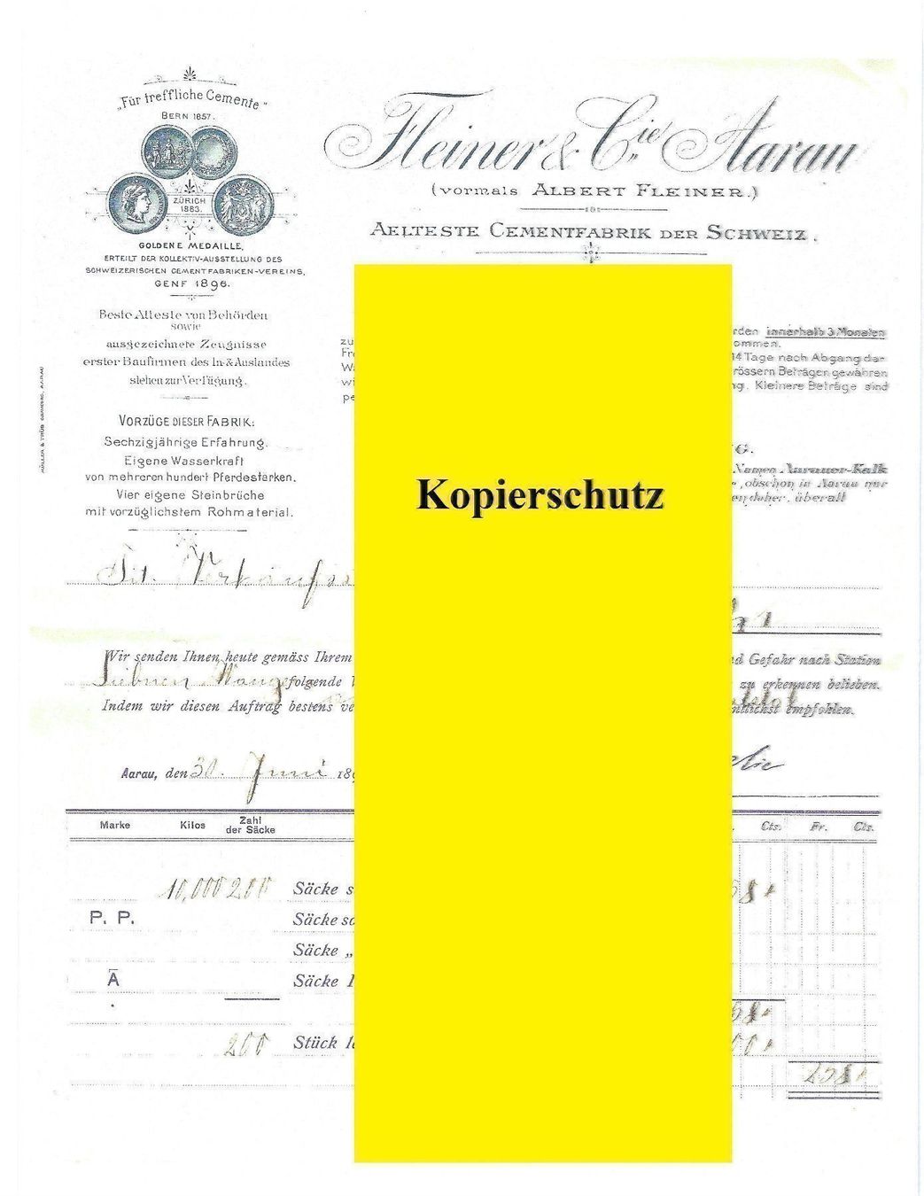 Documenti: Fleiner & Cie Aarau, 1899 – Usato da Luzern venduto da Einh0rn