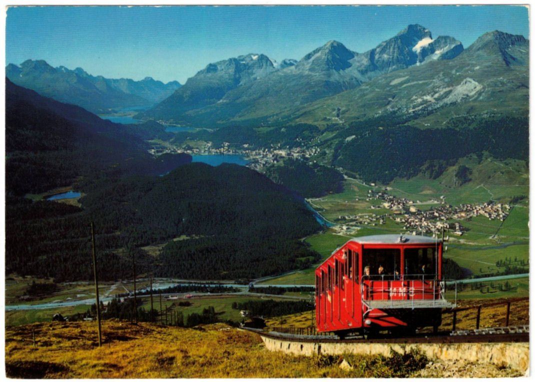Cartoline postali: St. Moritz - Standseilbahn Muottas Muragl – Usato da Binningen venduto da Mountainrider